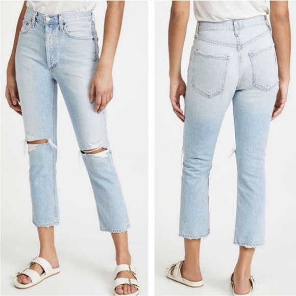Agolde Denim - Agolde Riley High Rise Straight Crop in Clear Skies